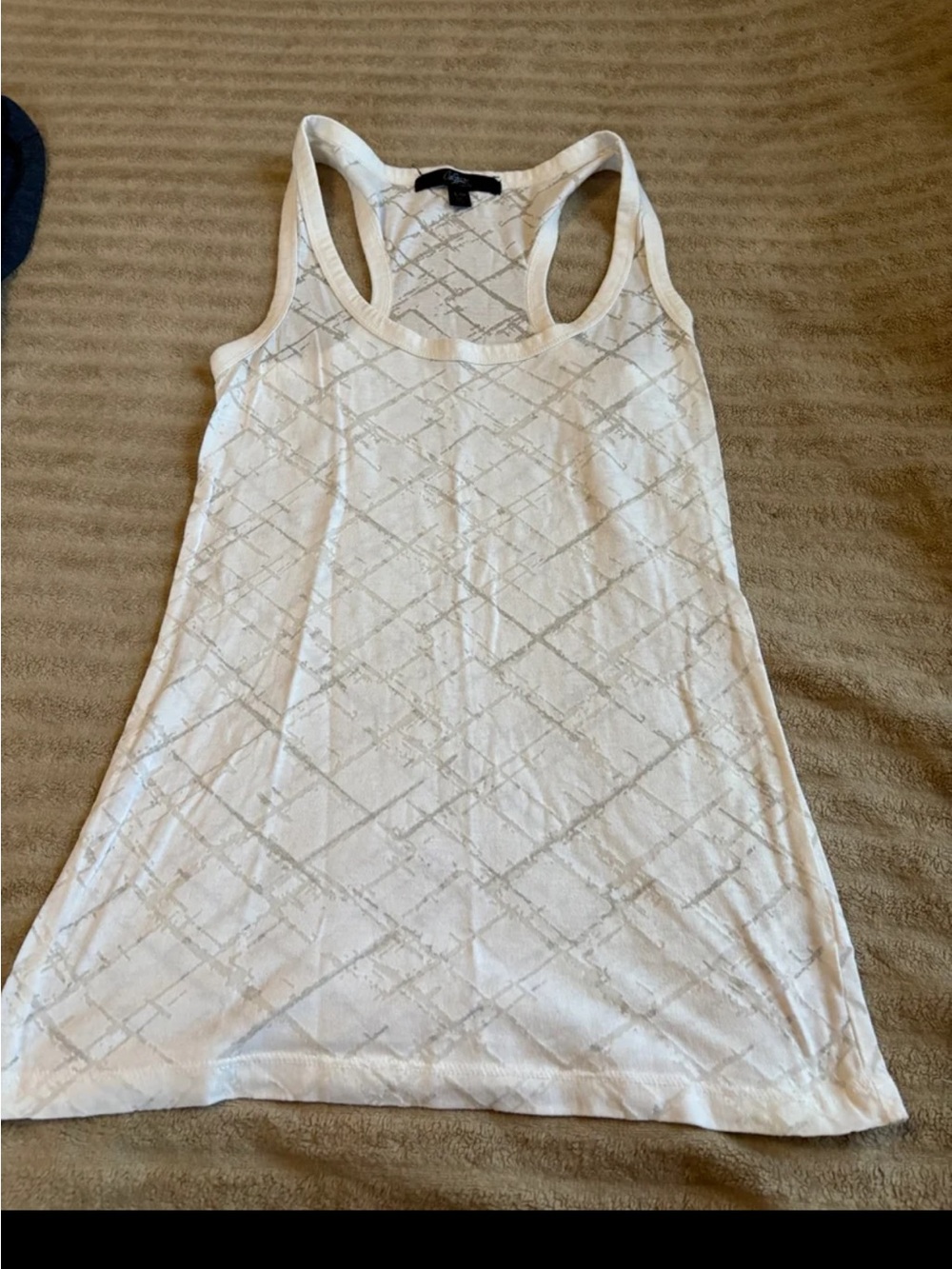 City Streets White Diamond-Pattern Racerback Tank ***